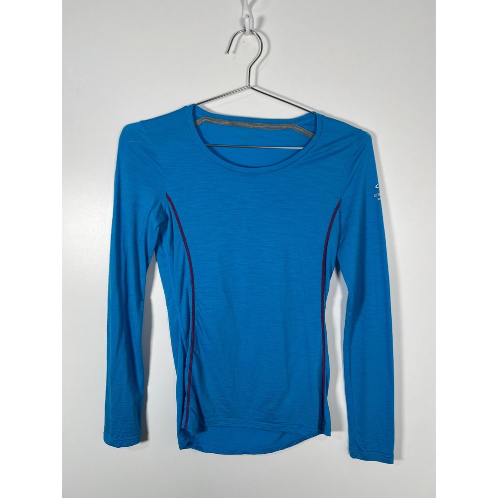 Icebreaker Merino Blue Long Sleeve Activewear Base Layer Hiking Top XS